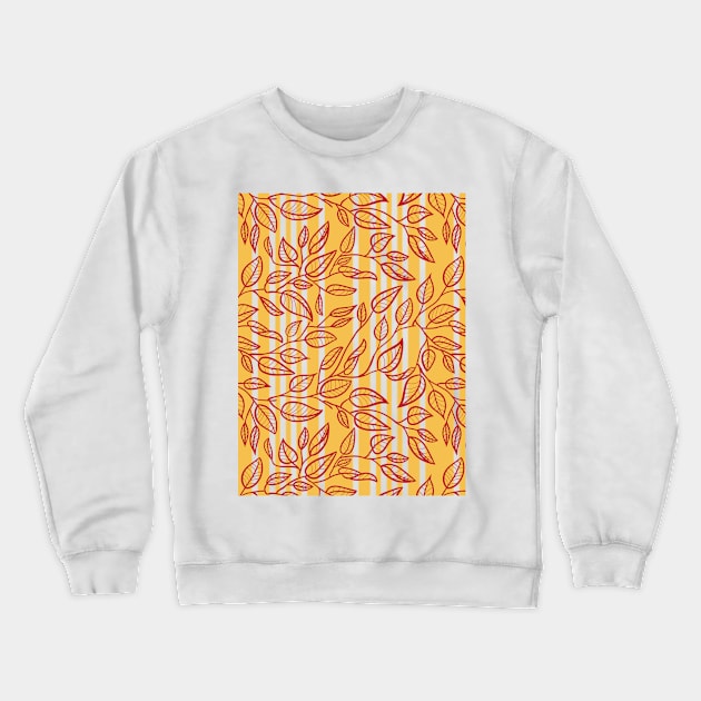 Minimalist Leaf Line Art Illustration as a Seamless Surface Pattern Design Crewneck Sweatshirt by zarya_kiqo